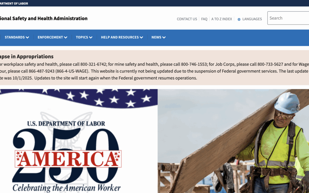 Employer Responsibilities During the U.S. Government Shutdown — OSHA Compliance Still Required